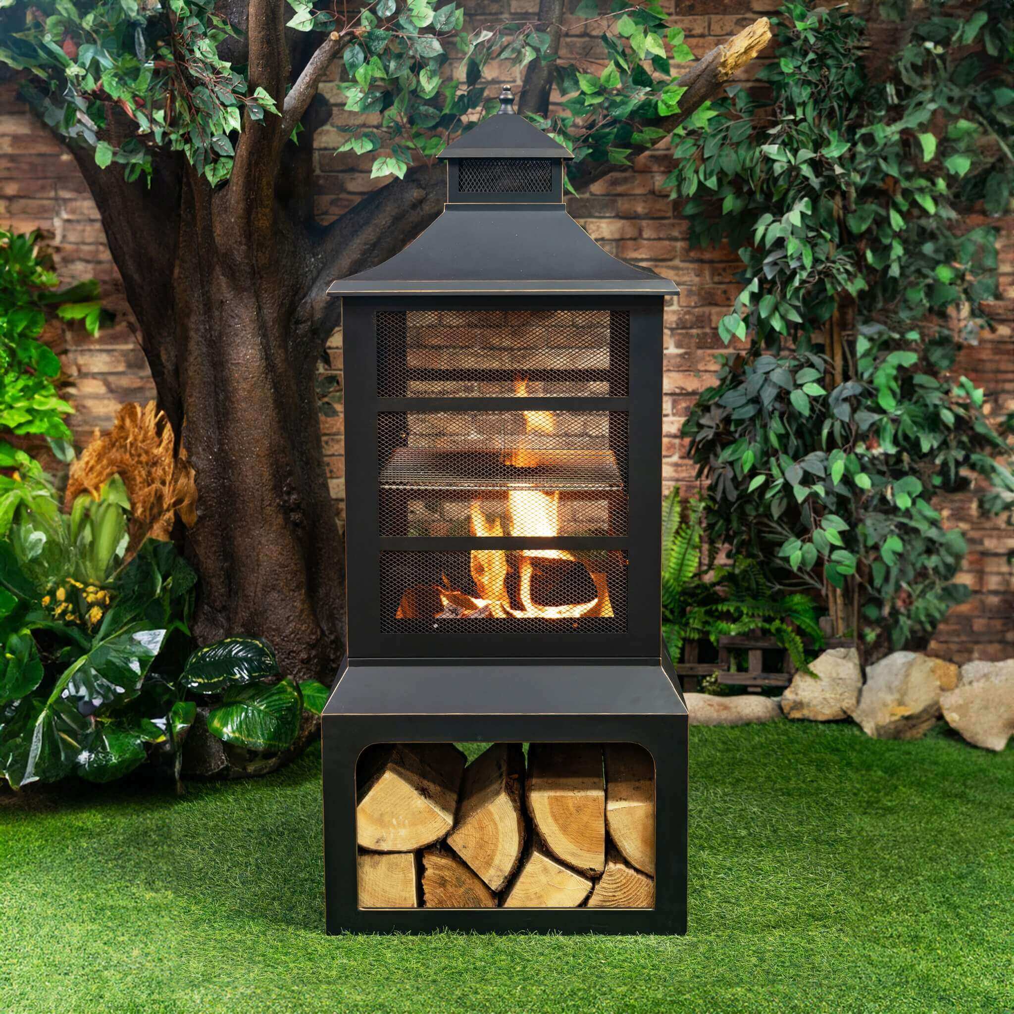 Deko Living – 34″ Outdoor Steel Woodburning Fire Pit