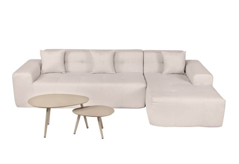 Deko Living 3 Piece Beige Outdoor Compression Foam Sofa and Table Set