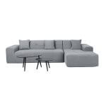Deko Living 3 Piece Gray Compression Foam Sofa and Table Set