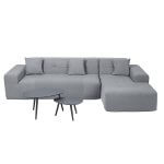 Deko Living 3 Piece Gray Outdoor Compression Foam Sofa and Table Set