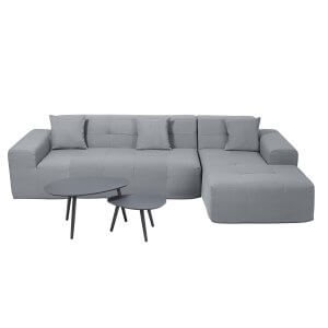 Deko Living 3 Piece Gray Outdoor Compression Foam Sofa and Table Set