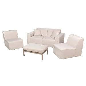 Deko Living 4 Place Seating Beige Outdoor Compression Foam Sofa and Table Set