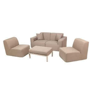Deko Living 4 Place Seating Brown Outdoor Compression Foam Sofa and Table Set