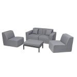 Deko Living 4 Place Seating Gray Compression Foam Sofa and Table Set