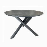 Deko Living 4 Place Seating Grey Outdoor Aluminum Round Patio Dining Table and Stackable Chairs Set