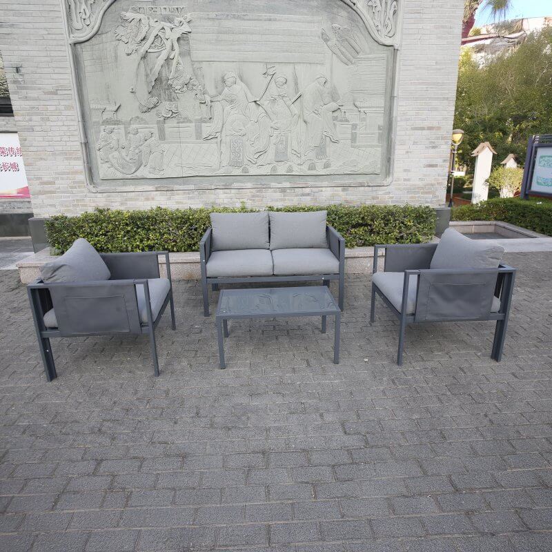 Deko Living 4 Place Seating Outdoor Gray Sofa and Table Set