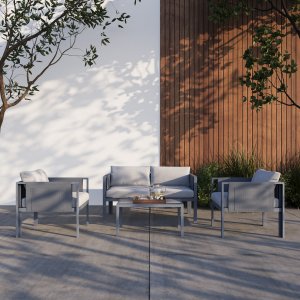 Deko Living 4 Place Seating Outdoor Gray Sofa and Table Set