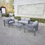 Deko Living 4 Place Seating Outdoor Gray Sofa and Table Set