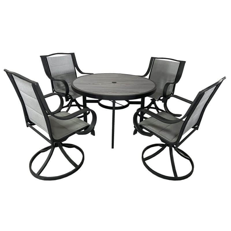 Deko Living 4 Place Seating Outdoor Patio Dining Table and Swivel Chairs Set