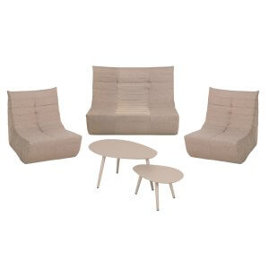 Deko Living 5 Piece Brown Outdoor Compression Foam Loveseat Sofa Chairs and Table Set