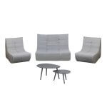 Deko Living 5 Piece Gray Outdoor Compression Foam Loveseat Sofa Chairs and Table Set