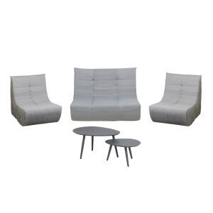 Deko Living 5 Piece Gray Outdoor Compression Foam Loveseat Sofa Chairs and Table Set
