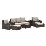 Deko Living 5 Place Seating Brown Outdoor Wicker Sofa and Sofa Chair Set with Table