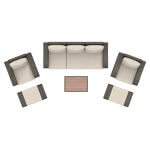 Deko Living 5 Place Seating Brown Outdoor Wicker Sofa and Sofa Chair Set with Table