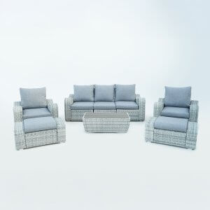 Deko Living 5 Place Seating Gray Outdoor Wicker Sofa and Sofa Chair Set with Table