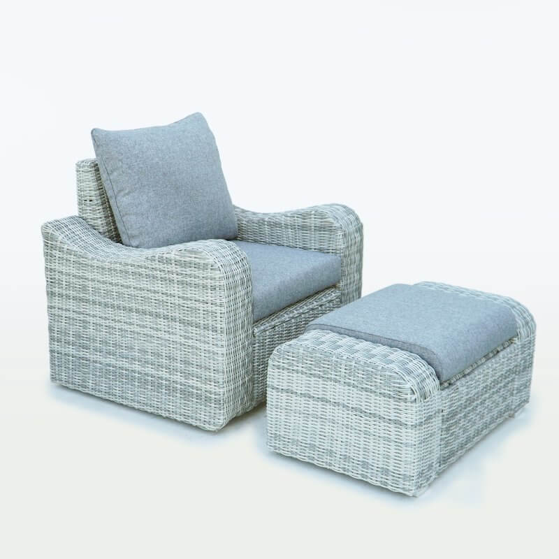 Deko Living 5 Place Seating Gray Outdoor Wicker Sofa and Sofa Chair Set with Table