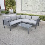 Deko Living 5 Place Seating Outdoor Gray Sofa and Table Set