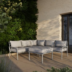 Deko Living 5 Place Seating Outdoor Sofa and Ottoman Set(Gray) - COP30015