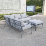 Deko Living 5 Place Seating Outdoor Gray Sofa and Ottoman Set