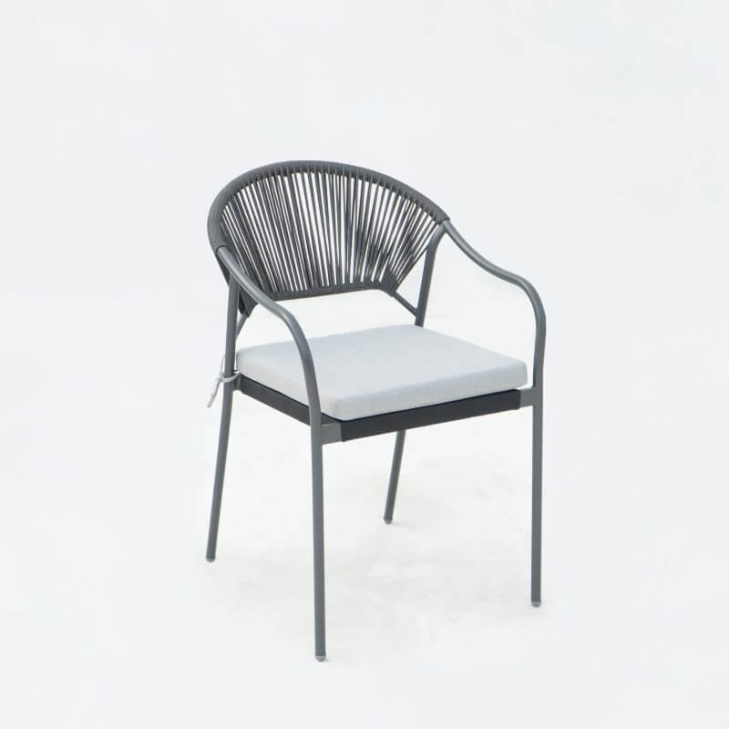 Deko Living 6 Place Seating Black Outdoor Patio Dining Chairs and Table Set