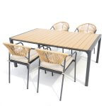 Deko Living 6 Place Seating Yellow Outdoor Patio Dining Chairs and Table Set