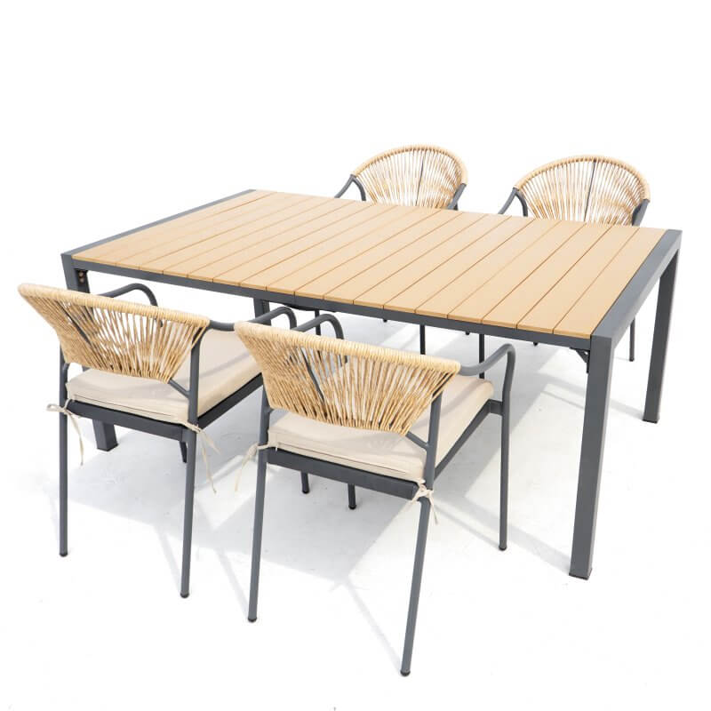 Deko Living 6 Place Seating Yellow Outdoor Patio Dining Chairs and Table Set