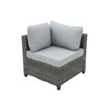 Deko Living 8 Piece Gray Outdoor Sectional Wicker Sofa Chairs and Tables with Interchangable Blue and Gray Cushion Covers