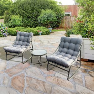 Deko Living Outdoor Modular Bistro Set with Beige Cushion Set