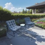 Deko Living Outdoor Modular Bistro Set with Gray Cushion Set