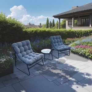 Deko Living Outdoor Modular Bistro Set with Gray Cushion Set