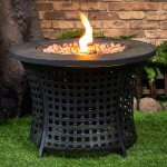 Deko Living Round Outdoor Propane Gas Fire Pit Table 8,000 BTU Propane with Lava Rock Filler